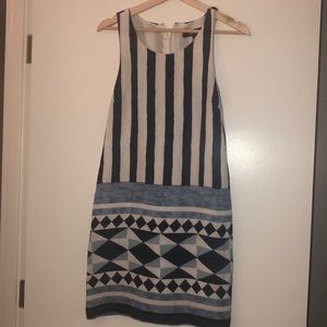 Lulus blue geometric patterned shift dress